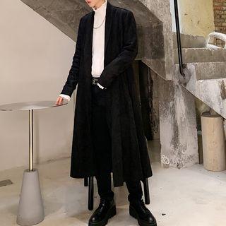 Faux Suede Tie Waist Coat