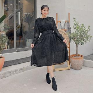 Lace-collar Shirtwaist Dress & Belt