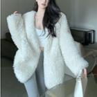 Open-front Fleece Loose Jacket