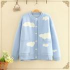 Cloud Printed Knitted Cardigan