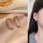 Faux Pearl Safety Pin Alloy Earring 1 Pair - Faux Pearl Safety Pin Alloy Earring - Gold - One Size