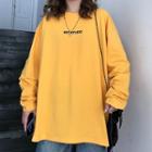 Couple Matching Lettering Long-sleeve T-shirt Yellow - One Size