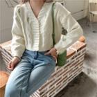 Long-sleeve Floral Embroidered Knit Cardigan