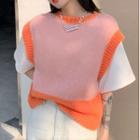 Two Tone Sweater Vest Orange - One Size