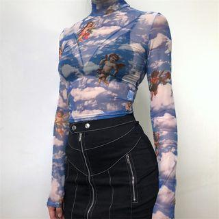 Angel Print Mesh T-shirt