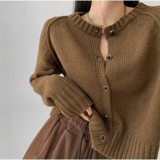 Crew-neck Raglan Cardigan