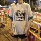 Short-sleeve Print T-shirt White & Green - One Size
