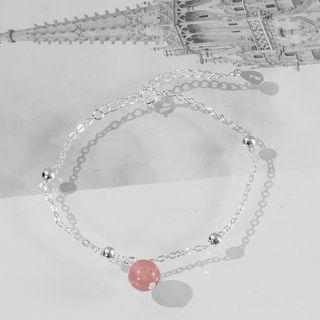 Crystal Ball Beaded Bracelet Silver - One Size