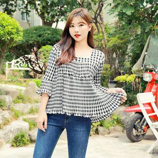 Square-neck Tie-back Gingham Top