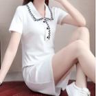 Contrast Trim Mini A-line Polo Dress