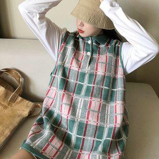 Sleeveless Plaid Vest