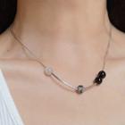 Bead Alloy Choker G-298 - Silver - One Size