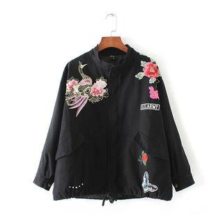 Floral Embroidered Zip Jacket