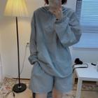 Half-zip Drawstring Hooded Top / Straight-cut Shorts