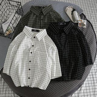 3/4-sleeved Checked Shirt