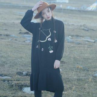 Arrow Embroidered Midi Sweater Dress