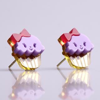 Miss Cupcake Berry Stud Gold Earrings