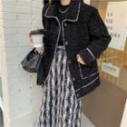 Fleece Loose-fit Coat / Print Midi Skirt