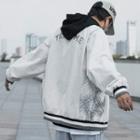 Cashew Flower Panel Color Block Baseball Jacket