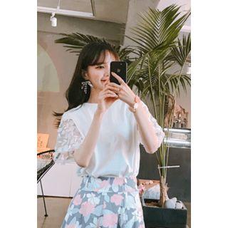 Tie-back Lace-sleeve Top