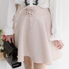 Lace-up Flared Chiffon Miniskirt