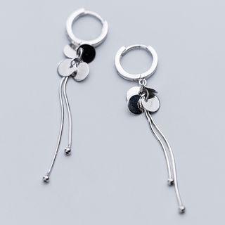 925 Sterling Silver Disc Fringed Earring S925 Silver - Earring - One Size