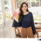 Lace Trim Bell Sleeve T-shirt