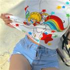 Print Short-sleeve Slim-fit T-shirt White - One Size