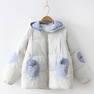 Hooded Two-tone Padded Zip Jacket