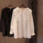 Long-sleeve Lace Collar Panel Blouse