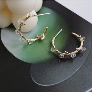Alloy Faux Crystal Open Hoop Earring 1 Pair - One Size
