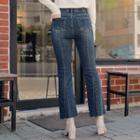 Washed Godet Boot-cut Jeans