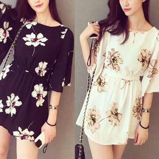 Flower Print Bell-sleeve Tunic