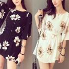 Flower Print Bell-sleeve Tunic