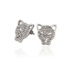 Fashion Bright Cheetah Stud Earrings Silver - One Size