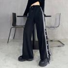 Checked Slit-hem Wide-leg Pants