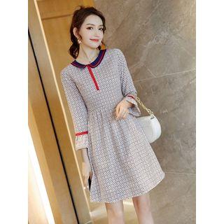 Flared-cuff Patterned A-line Dress