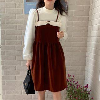 Bow Plain Spaghetti Strap Dress