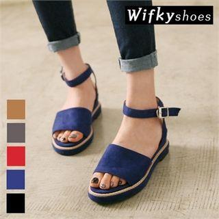 Ankle-strap Faux-suede Platform Sandals