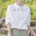 Short-sleeve Cactus Embroidered Shirt