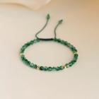 Agate Bead Sterling Silver Bracelet Green - One Size