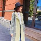Houndstooth Double-breasted Knit Coat