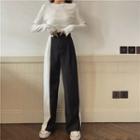 Long-sleeve T-shirt / Paneled Wide Leg Pants