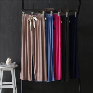 High-waist Ribbon Tie Wide Leg Pants