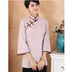 Tipped 3/4 Sleeve Cheongsam Top