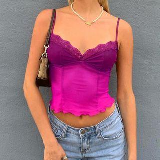 Gradient Ruffle Trim Camisole Top