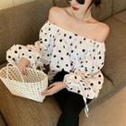 Dot Print Off-shoulder Blouse