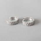 925 Sterling Silver Rhinestone Hoop Earring 1 Pair - Platinum - One Size