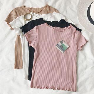 Rib-knit Short-sleeve Top