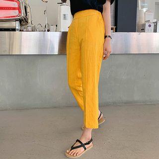 Seam-trim Colored Linen Pants
